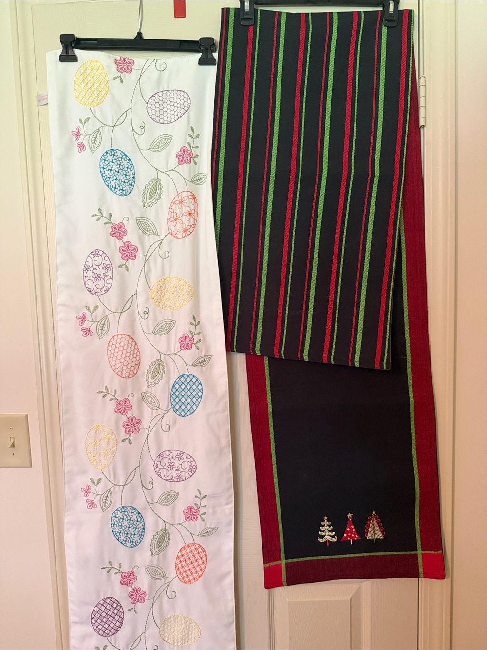 Embroidered Easter Egg Table Runner & reversible Christmas Runner